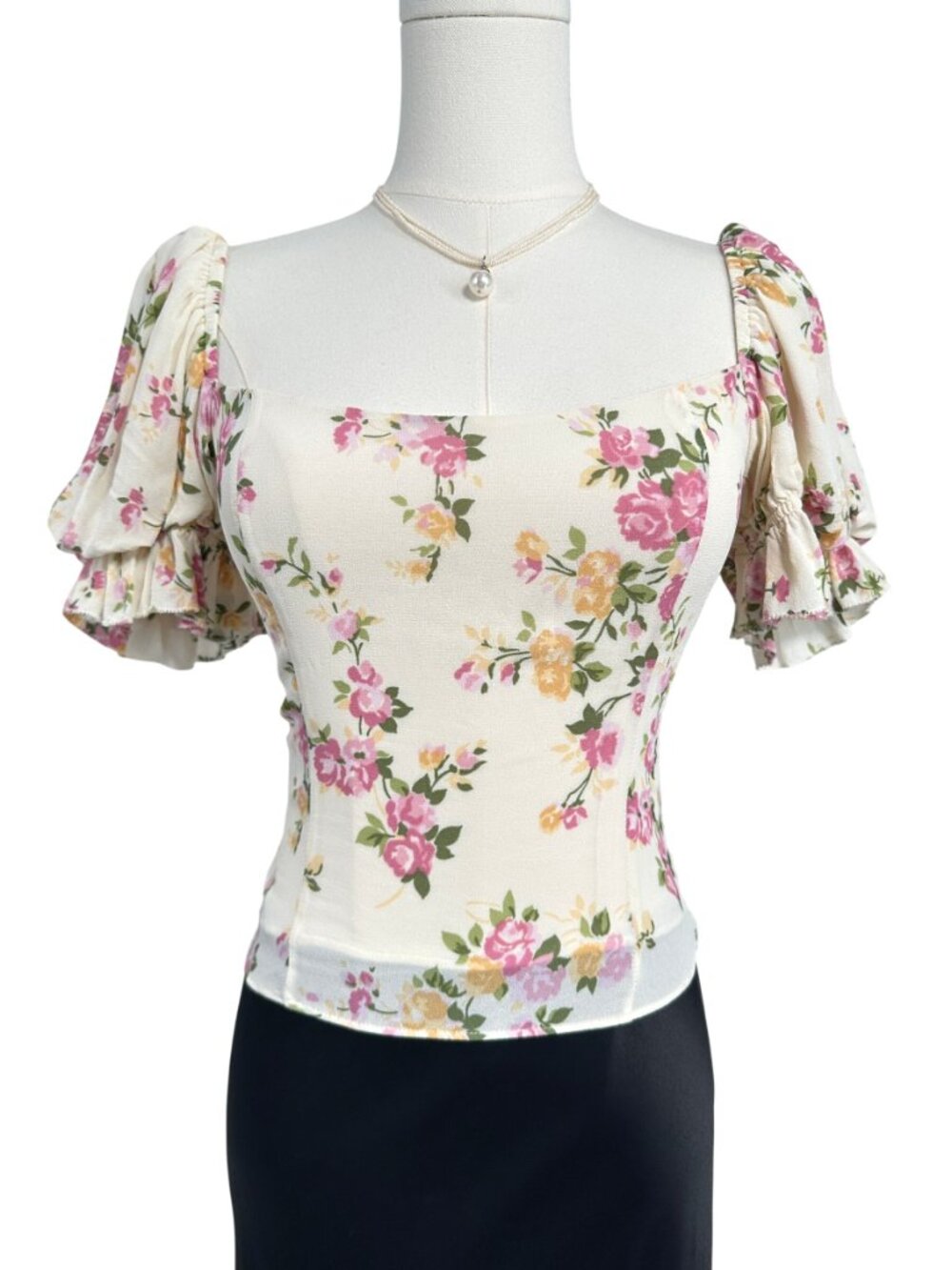Reformation Marin Floral Puff Sleeve Top Posy Floral Puff Sleeve 0